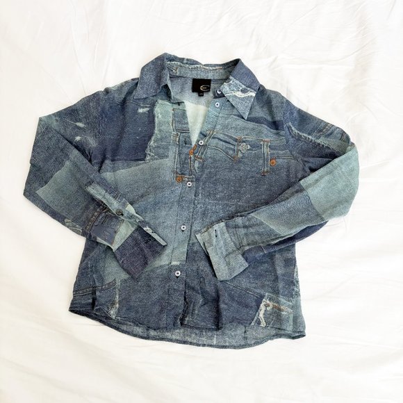 cavalli blouse denim pattern - Picture 1 of 11